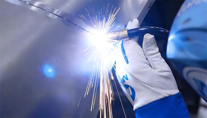 closeup of mig welding on sheet metal